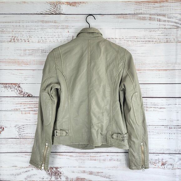 Mauritius Size 6 / S Jacket Sofia Lamb Leather Moto Jacket in Elephant Grey NWT - Picture 6 of 16